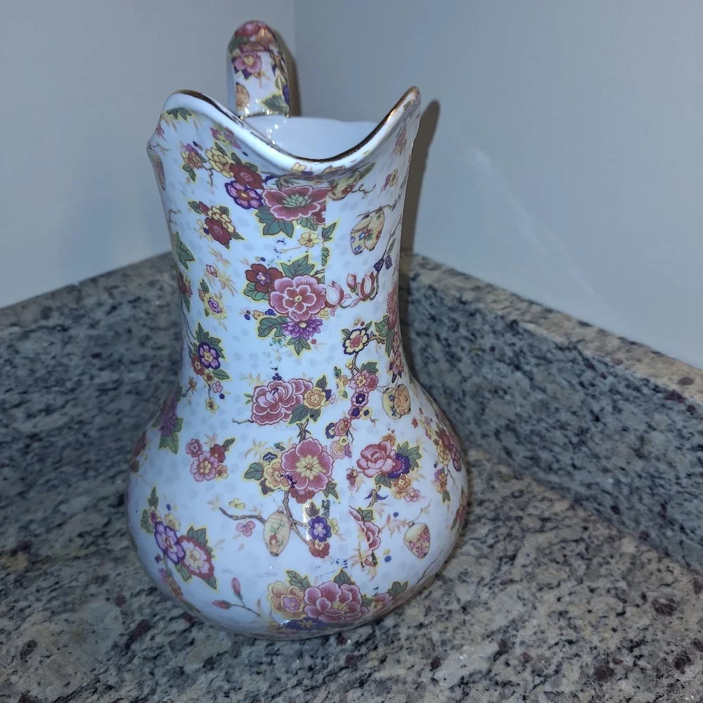 Vintage Baum Bros Pitcher~Formalities~Floral Chintz~Vase~Fine China~10 In